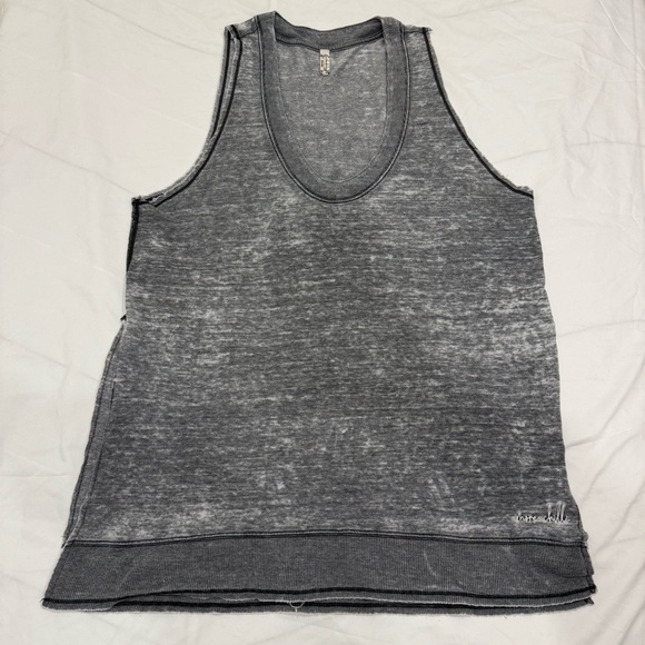 Free People Intimately More Chill Tank Top Grey Acid Wash Embroidered XS - Picture 2 of 10